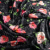 Weicher dicker Jersey Jacquard Stoff Winter Herbst schwarz rosa blumen